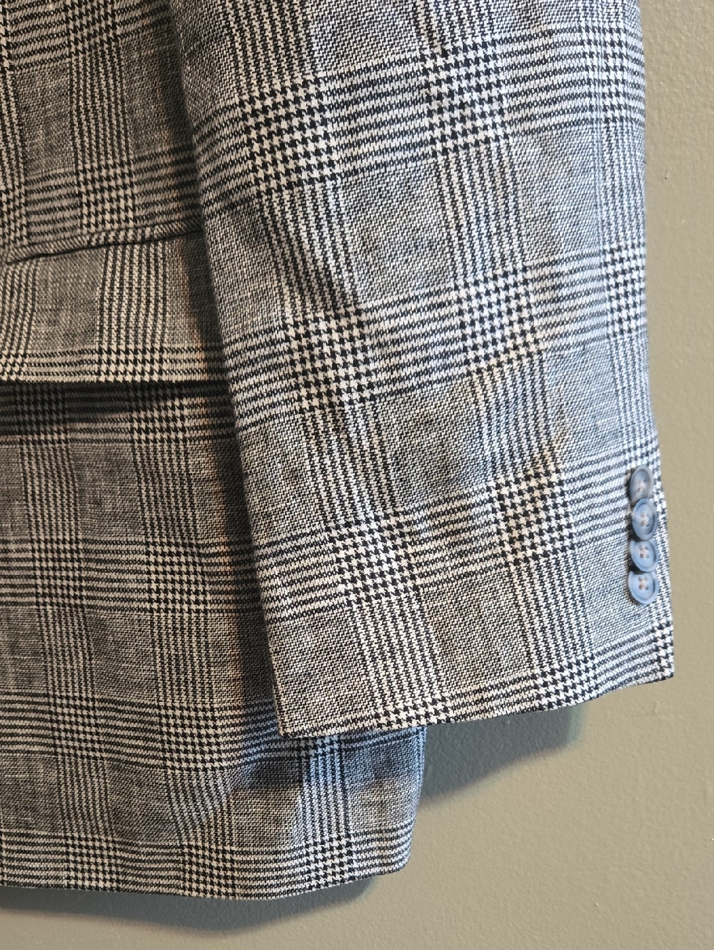 Michael Kors Mens Classic-Fit 100% Linen Plaid Sport Coat Blazer Grey Black 46L - Picture 4 of 11